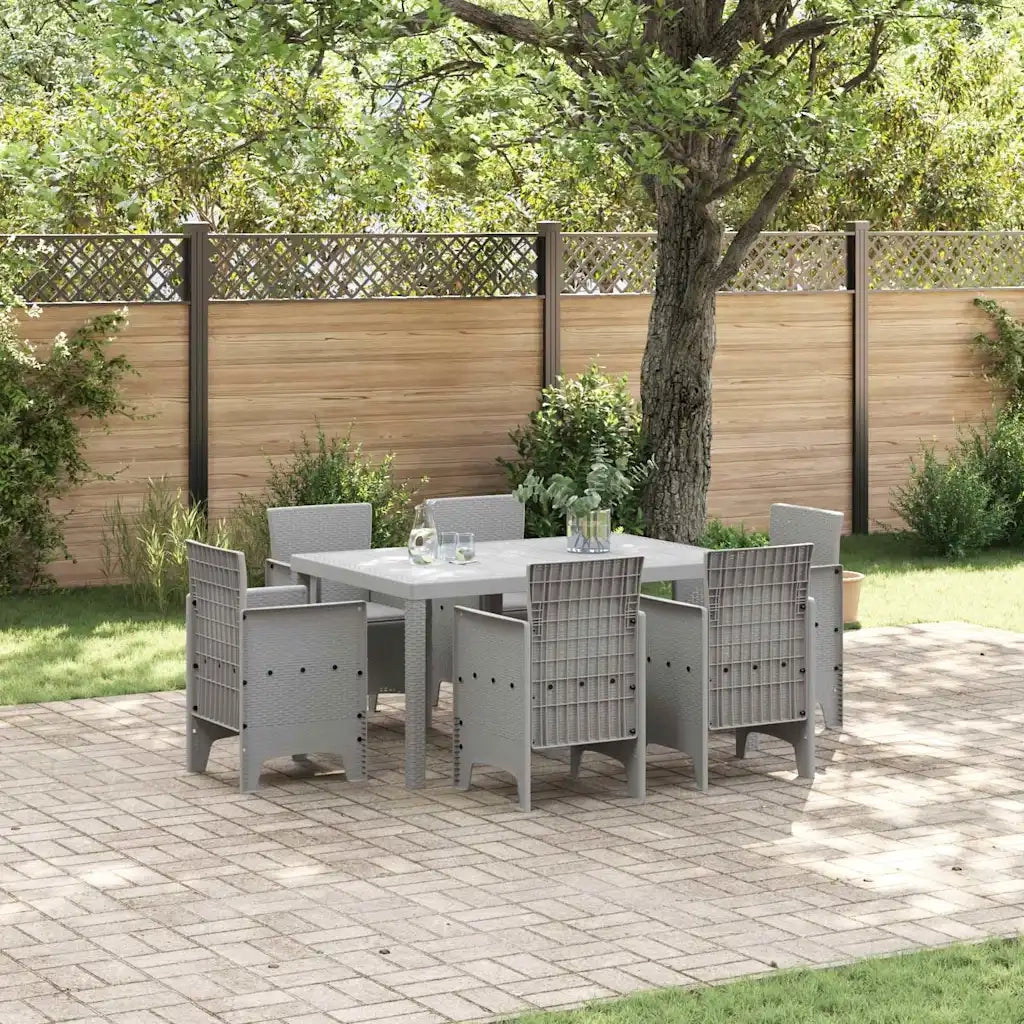Set da Pranzo per Giardino 7 pcs Grigio chiaro Rattan Polt 3378569