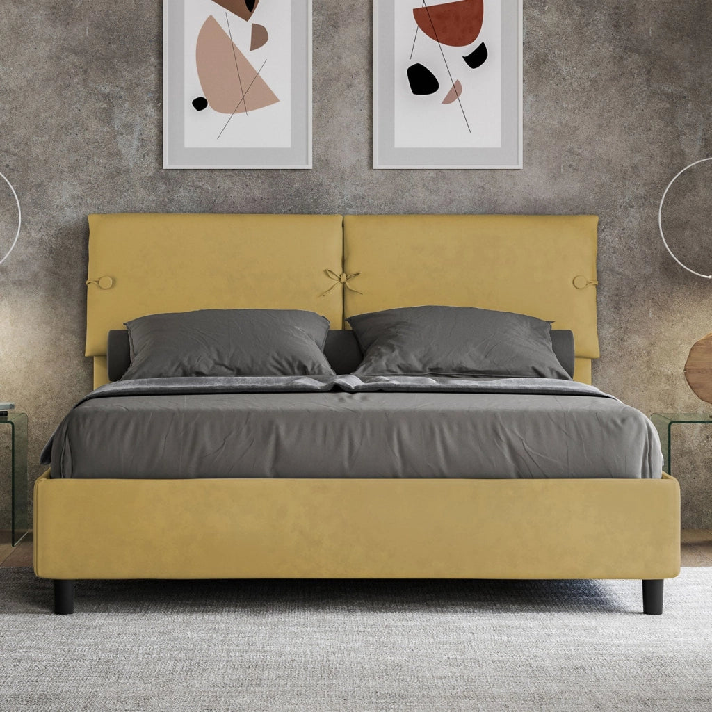 Letto Matrimoniale 160x190 cm con Rete e Contenitore Sleeper Ocra