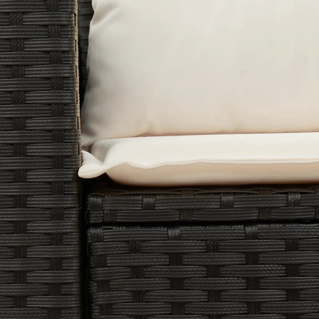 Divano da Giardino con Cuscini a 2 Posti-Sofa da giardino Nero in Polyrattan 575221
