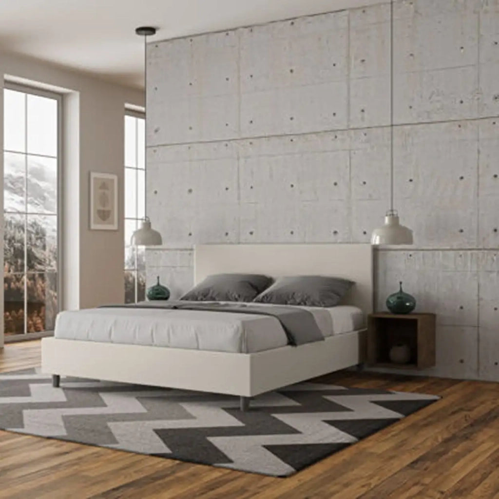 Letto matrimoniale senza rete imbottito 160x190 similpelle bianco Adele