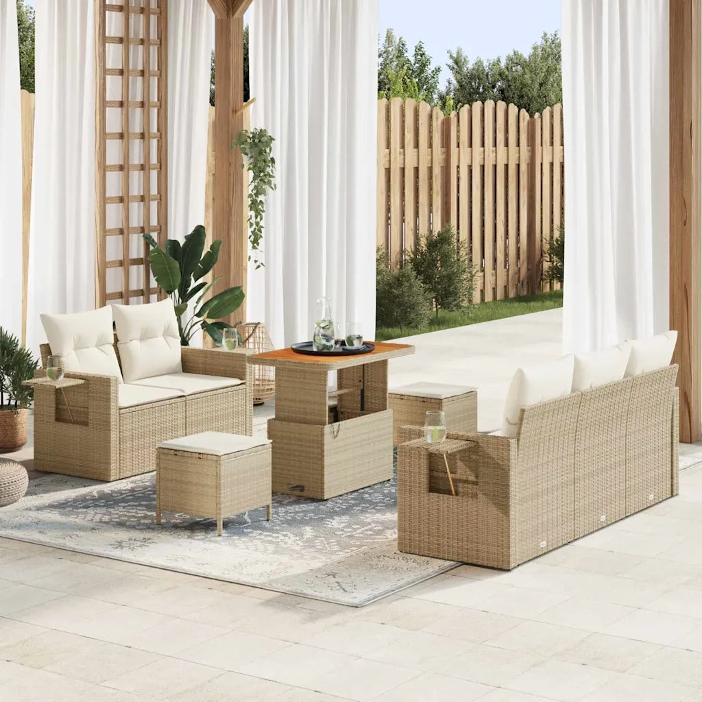 Set Divano da Giardino con cuscino 8 pcs Beige polyrattan 3361691