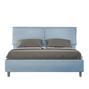 Letto matrimoniale con rete imbottito 160x190 microfibra azzurro Mados