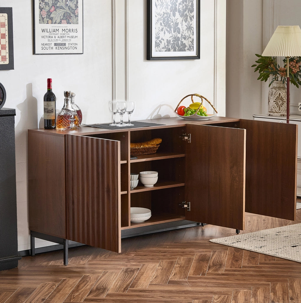 Madia moderna marrone scuro con ante e design ondulato