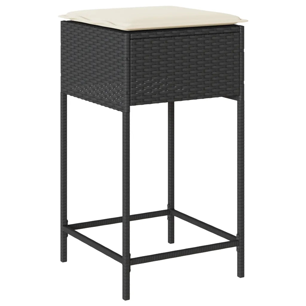 Set Bar da Giardino 7 pz con Cuscini in Polyrattan Nero 3261510