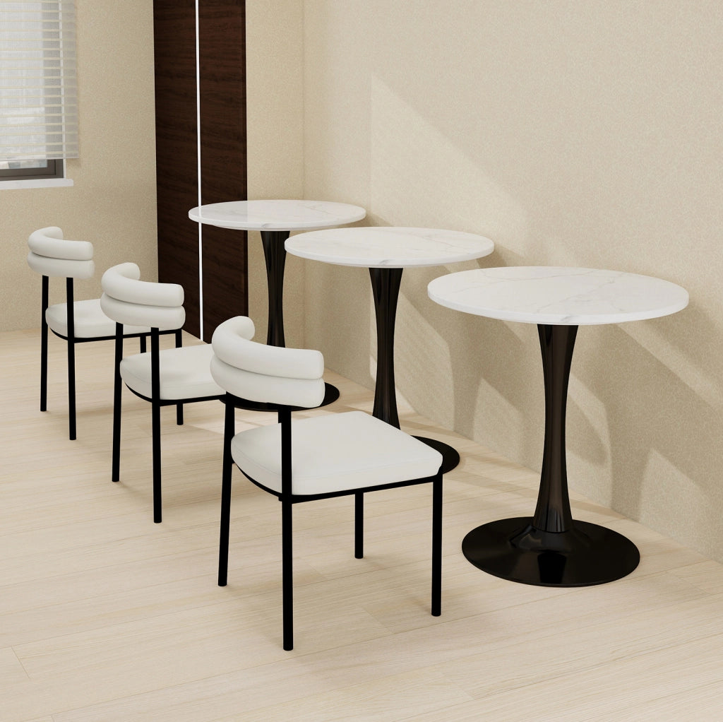 TAVOLO rotondo 70 cm in marmo artificiale nero e bianco