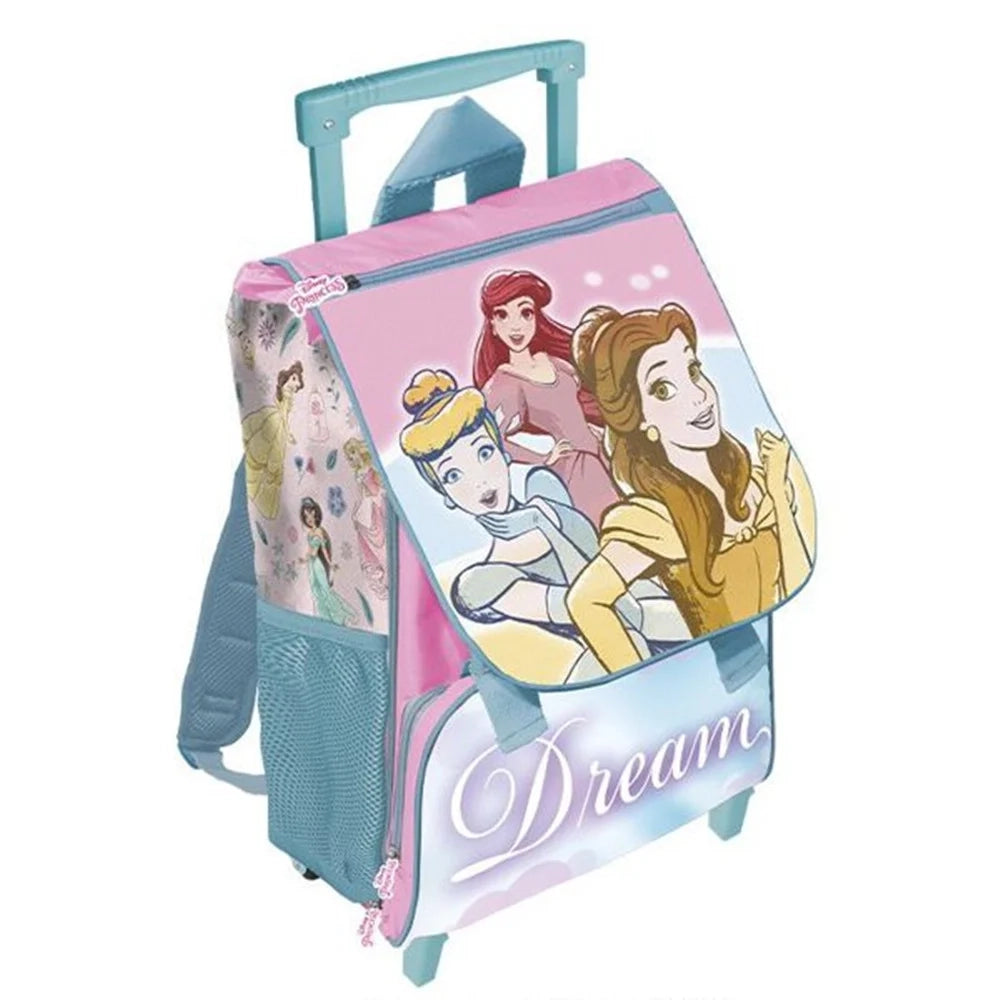 Trade Shop - Zaino Trolley Estensibile 40cm Principesse Manico Telescopico Scuola Elementare 672637a -