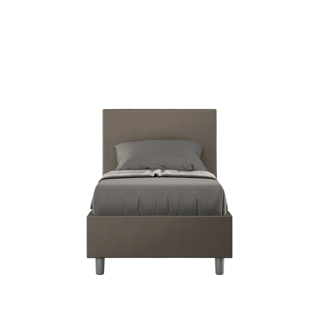 Letto Singolo 80x200 cm con Rete e Contenitore Adele Cappuccino