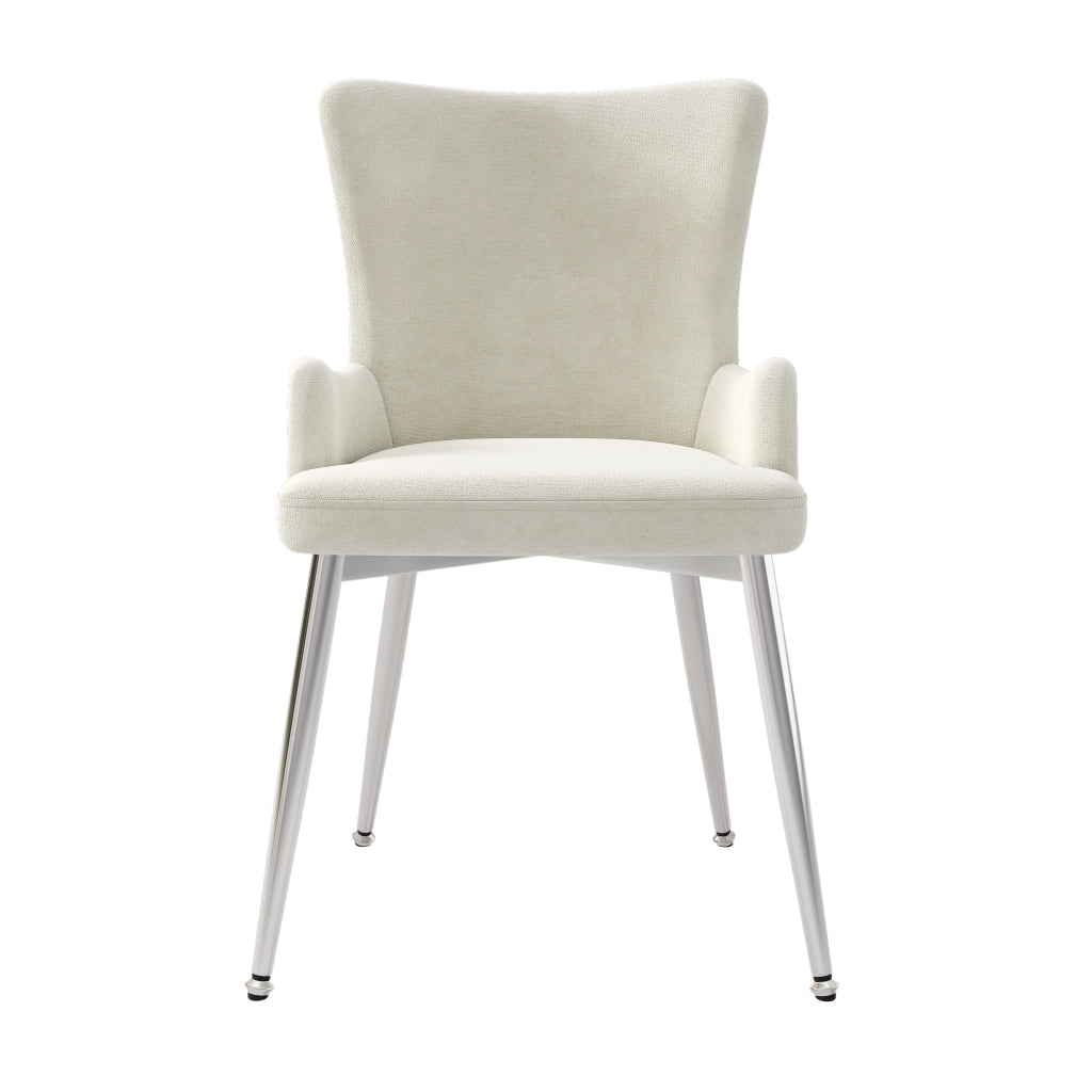 SEDIA da pranzo Set da 6 pezzi in velluto Beige con gambe in metallo argento