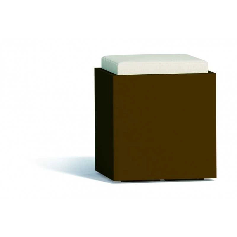 Pouf moderno arredo design 40x40 H47,5 in polimero marrone con cuscino per interno ed esterno - Made in Italy - Monacis
