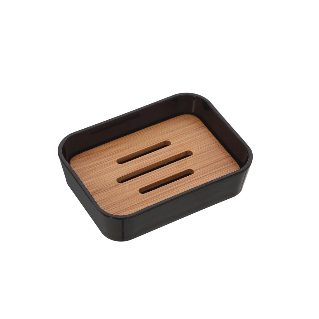 Portasapone nero effetto legno | Bamboo