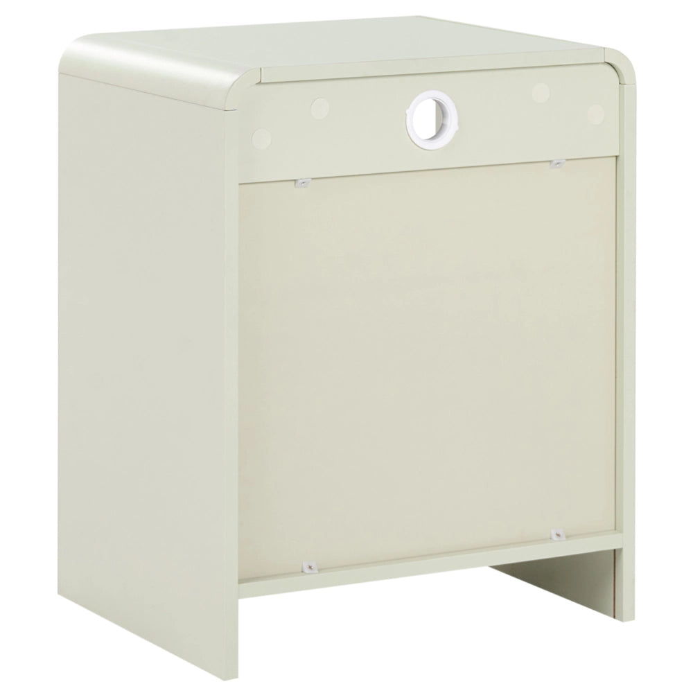 Comodino in legno composito, verde chiaro, moderno, con 2 cassetti