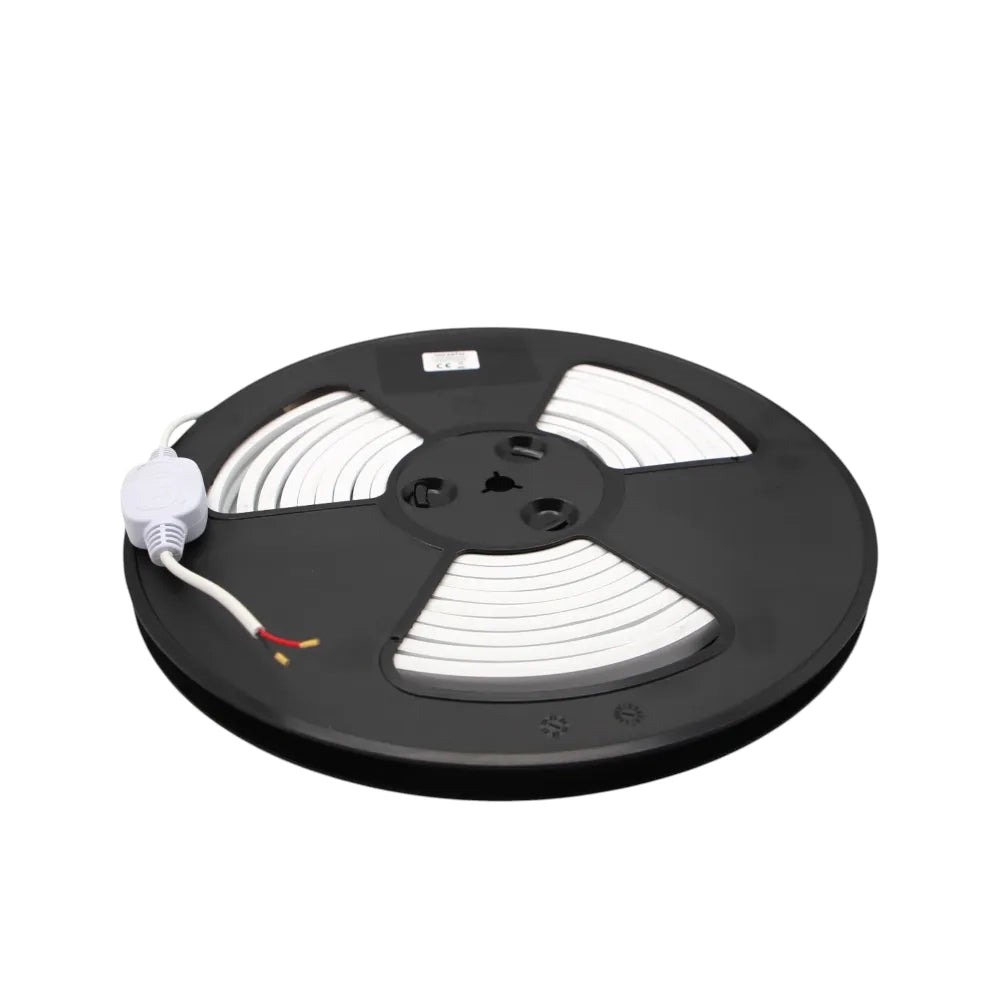 Striscia LED neon flex 220V 5m tagliabile ogni 1m 9W/m luce calda 3000K IP67
