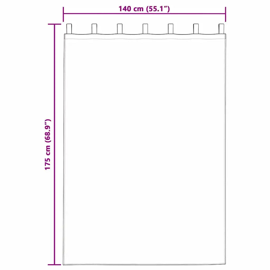Tende in Velluto con tende 2 pcs Crema 175 x 140 cm Velluto 4107734