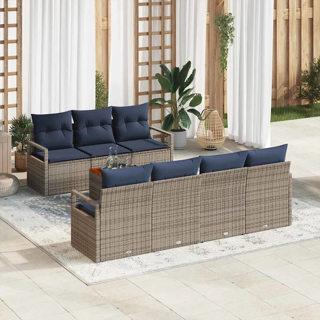 Set Divano da Giardino con cuscino 8 pcs Grigio polyrattan 3347668