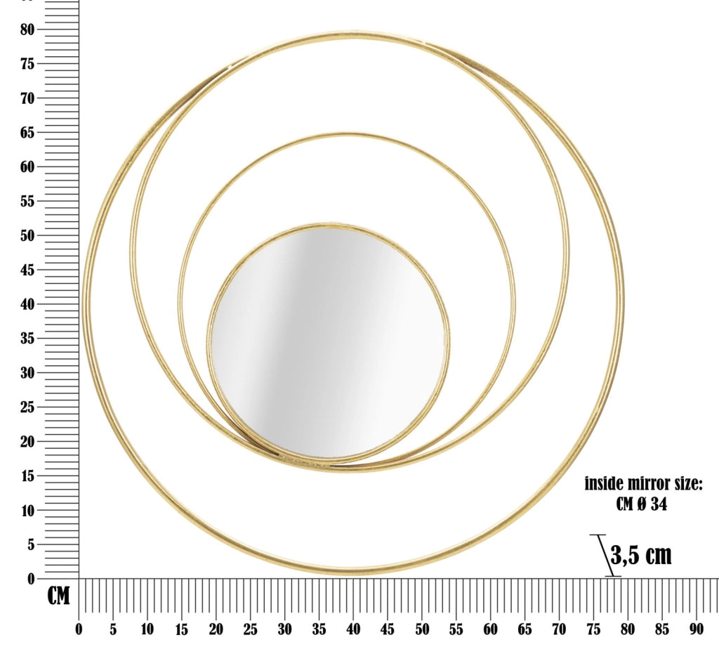 Specchio Arc Glam 80x3,5x80 cm in Ferro e Specchio e MDF Oro