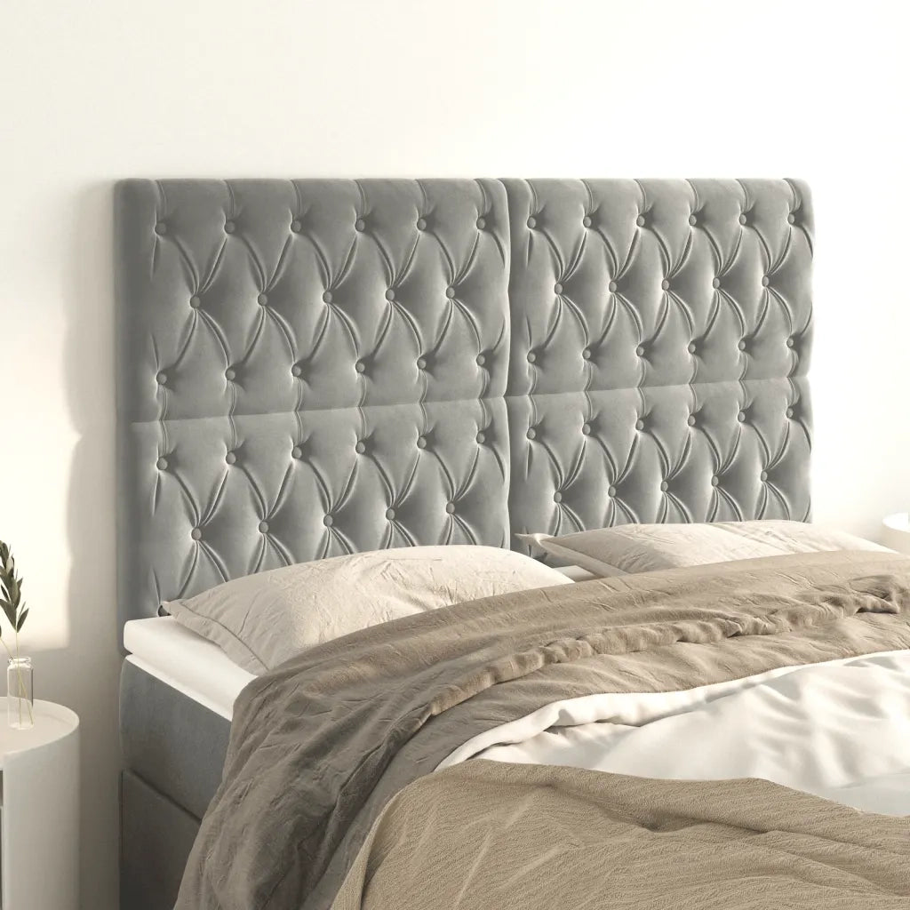 Testiera | Testata Grigio Chiaro 144x7x118/128 cm Velluto