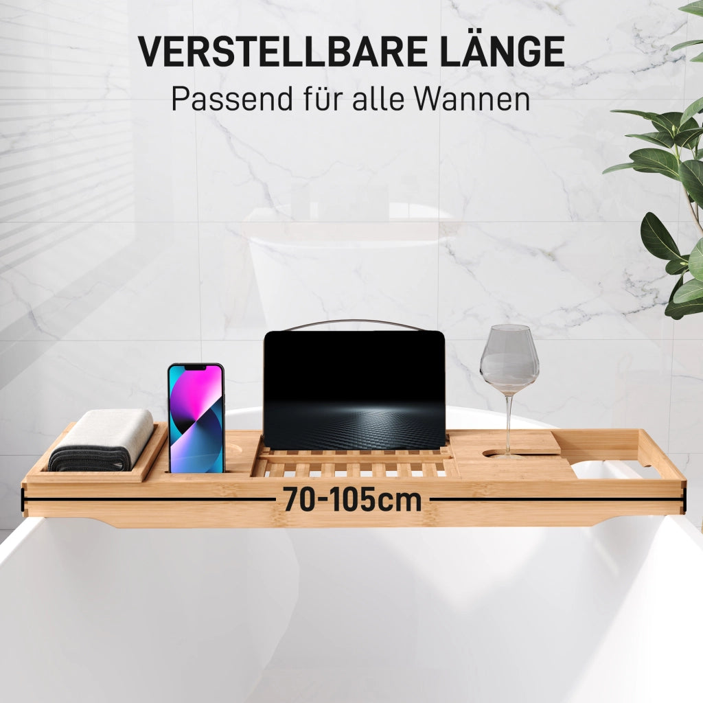 Tavoletta da bagno regolabile in bambu' ¨C Minimal ¨C per libro iPad telefono