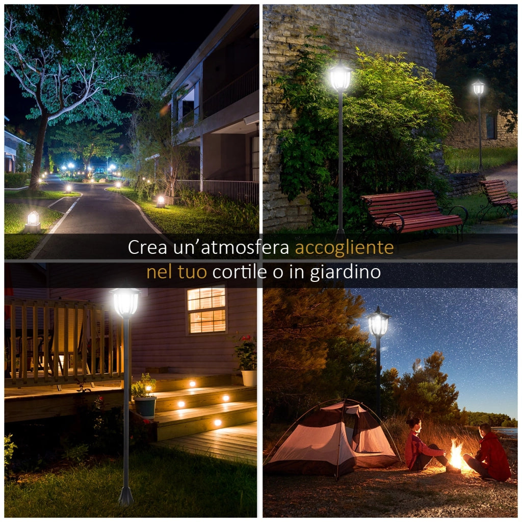 Lampione da Giardino Led a Energia Solare Nero 120 cm