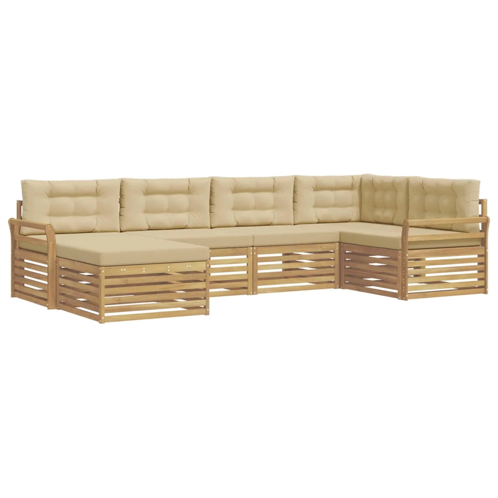 Set di divani da esterno 6 pz Bianco e Beige Poliestere 3390768