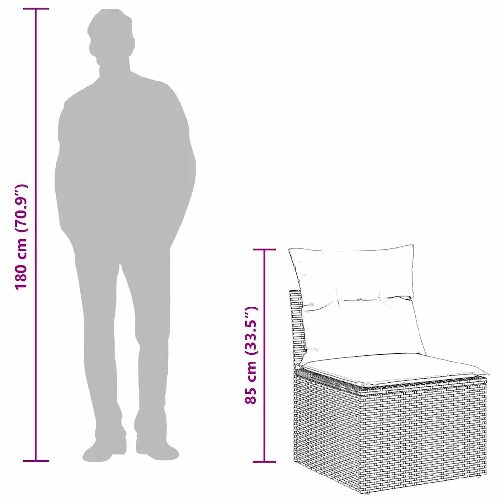 Set Divano da Giardino con cuscino 6 pcs Nero polyrattan 3347648