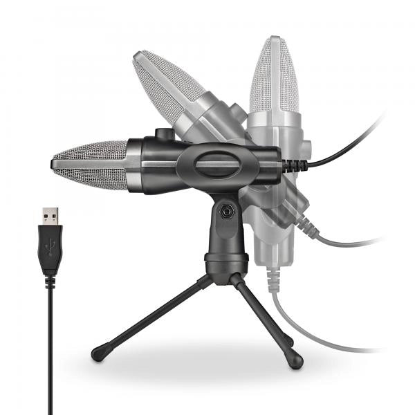NGS MS120 USB: microfono USB con supporto per treppiede. Ideale per PC o laptop. Suono chiaro. Regol