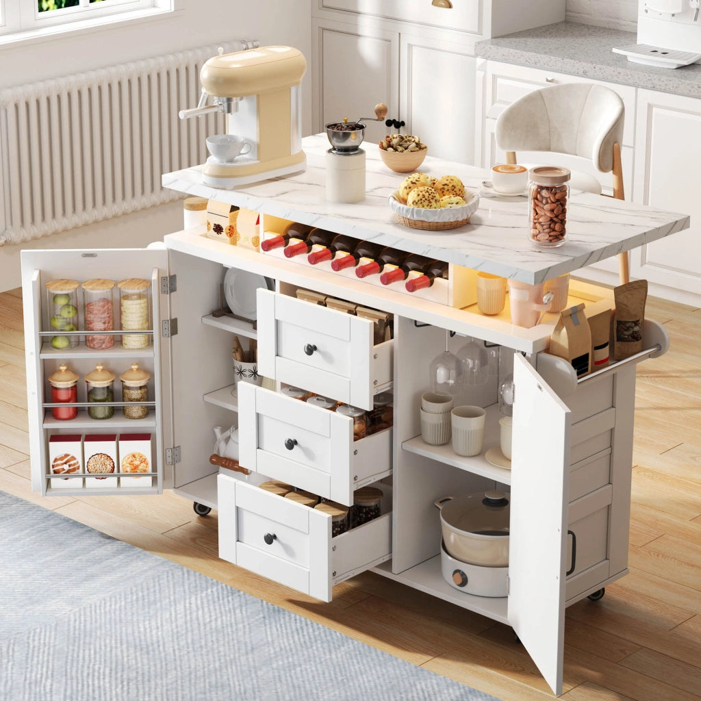 Isola cucina mobile con piano ribaltabile e LED