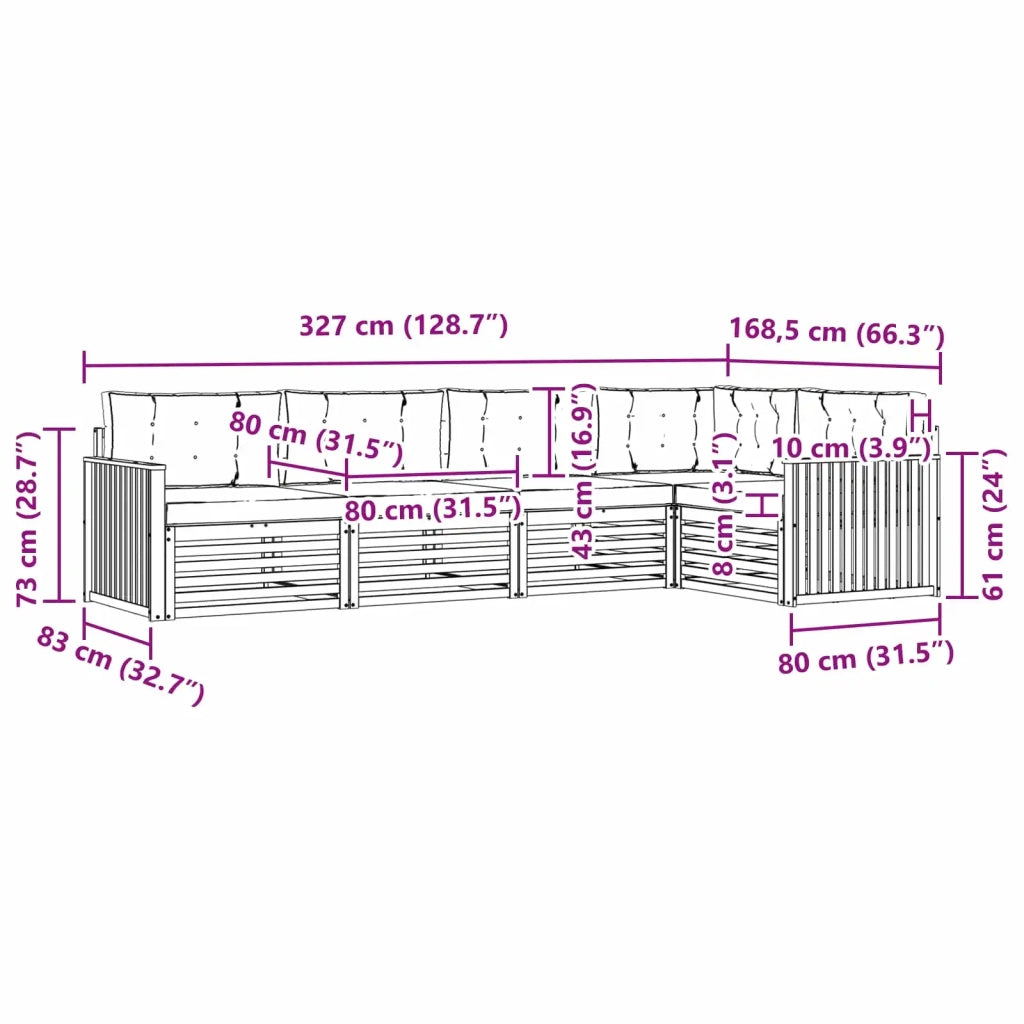 Set di divani da esterno 5 pz Bianco e Grigio Chiaro Poliestere 3390481