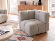 Modulo Angolare Modulare Beige in Tessuto Imbottito, 1 Posto, Stile Moderno