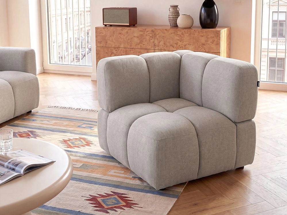 Modulo Angolare Modulare Beige in Tessuto Imbottito, 1 Posto, Stile Moderno