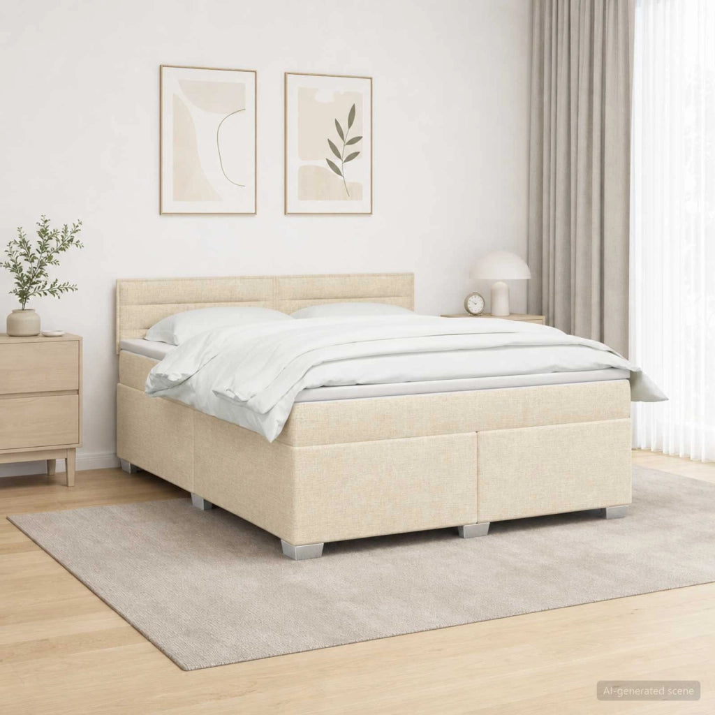 Letto con Box Spring, Materasso e LED Crema 180 x 200 cm 3451999