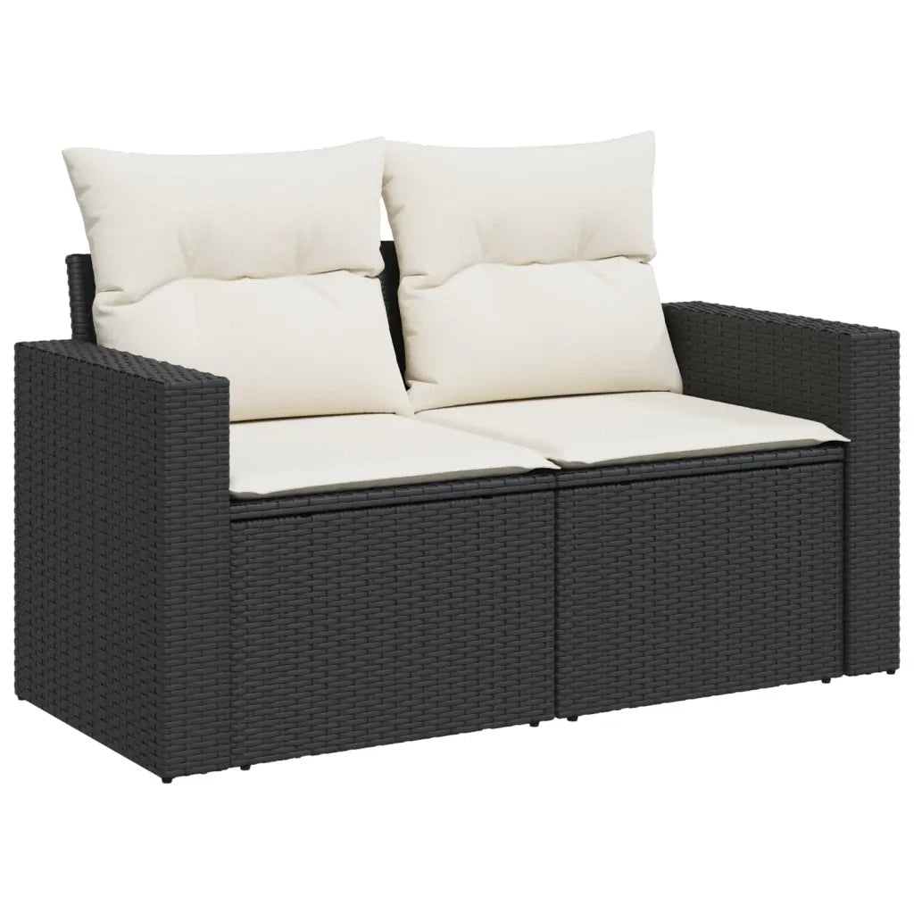 Set Divano da Giardino 6 pz con Cuscini Nero in Polyrattan 3218996