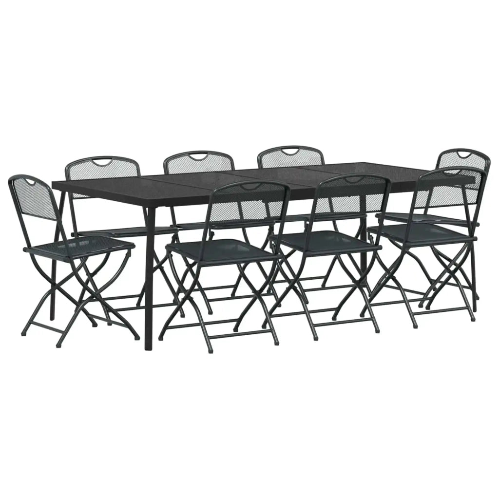 Set di Mobili da Esterno 9 pz Antracite Ferro e Acciaio 3422900