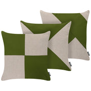 Set di 3 cuscini da esterno verdi e beige in olefina decorativi per giardino