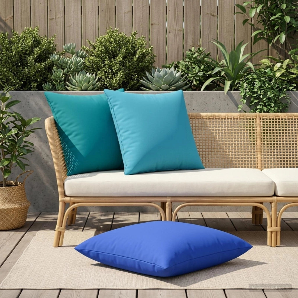 Cuscino con cuscino HEERLEN 2 pz Azzurro Poliestere 928585