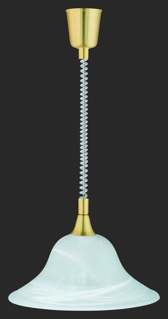 Lampada Sospensione 42W E27 Campana Vetro Alabastro Ottone Viola GD Trio