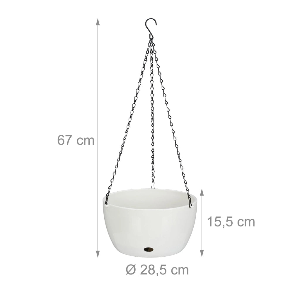 Set di 2 vasi da fiori sospesi autoafferwanti giardino 30 x 30 x 20 cm in plastica bianca 13_0014786