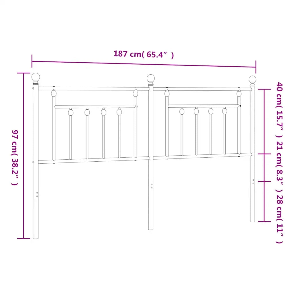 Testiera di Ricambio in Metallo Nero 180 cm 353573