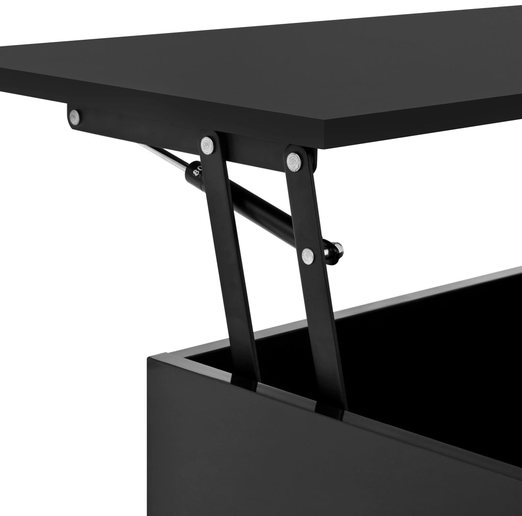 TAVOLINO da caffè alzabile 78x78 cm nero con LED e contenitore