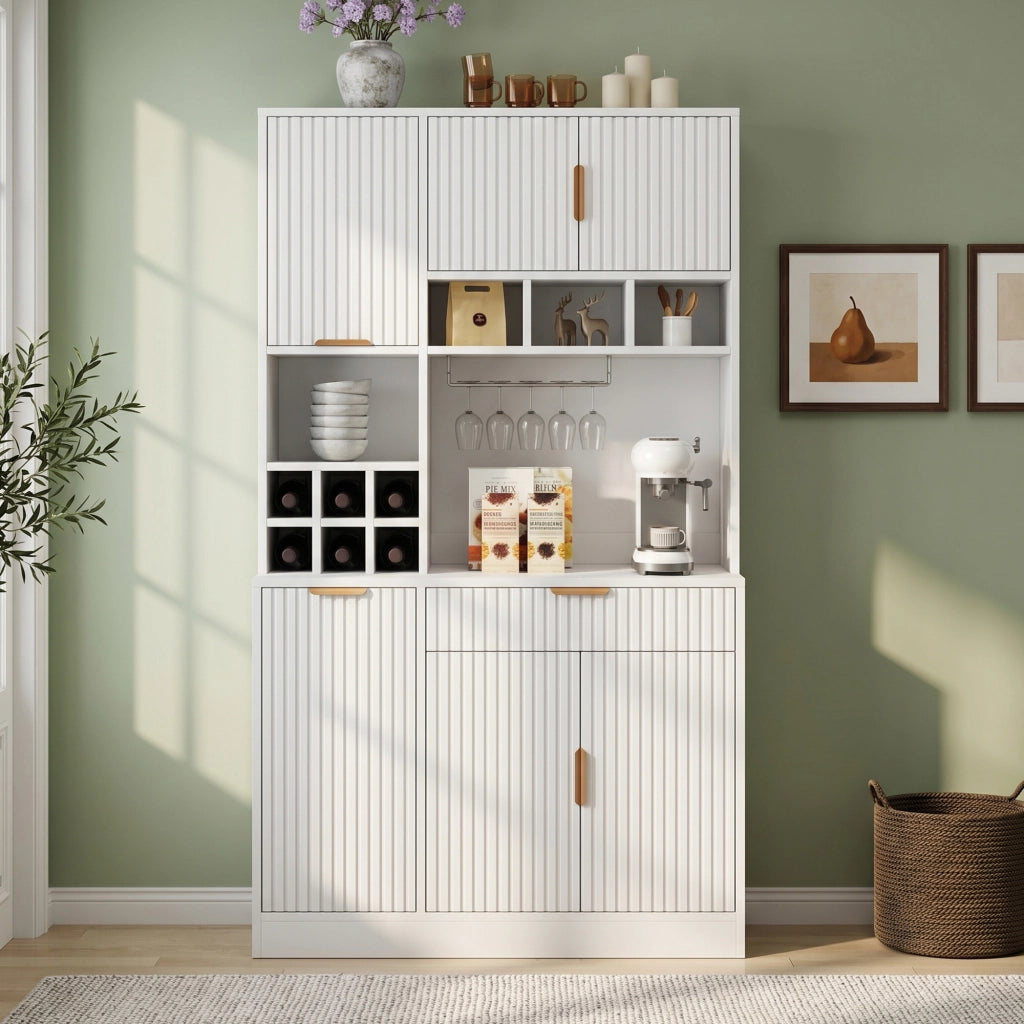 Credenza alta da cucina 100x40x175 cm con prese USB-A e USB-C; bianco