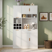 Credenza alta da cucina 100x40x175 cm con prese USB-A e USB-C; bianco