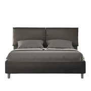 Letto matrimoniale con rete imbottito 160x190 microfibra grigio Mados