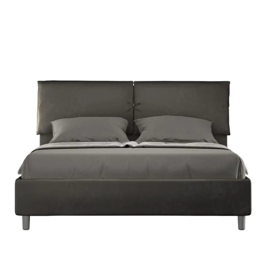 Letto matrimoniale con rete imbottito 160x190 microfibra grigio Mados