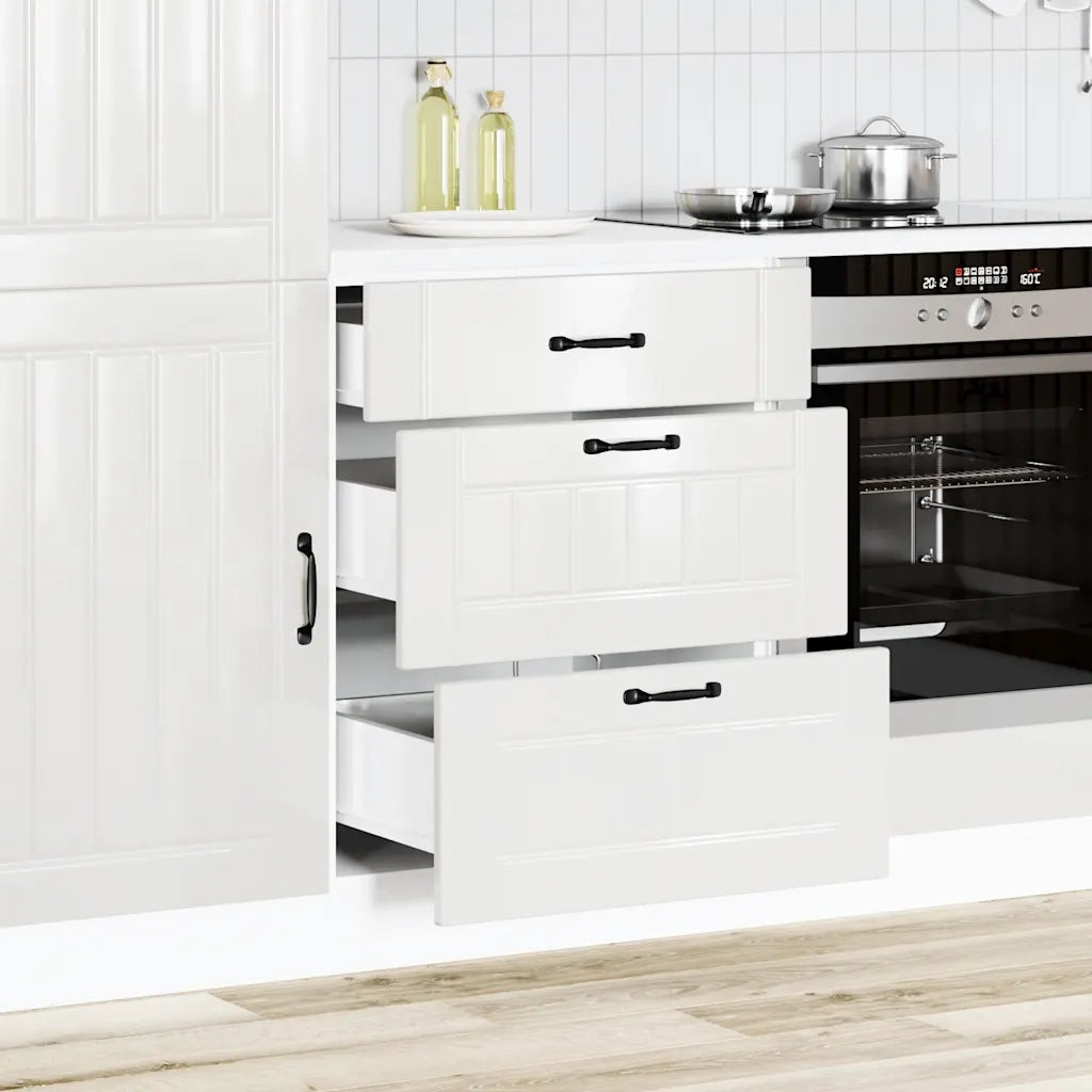 Mobiletto da cucina "Lucca" Bianco lucido in legno ingegnerizzato