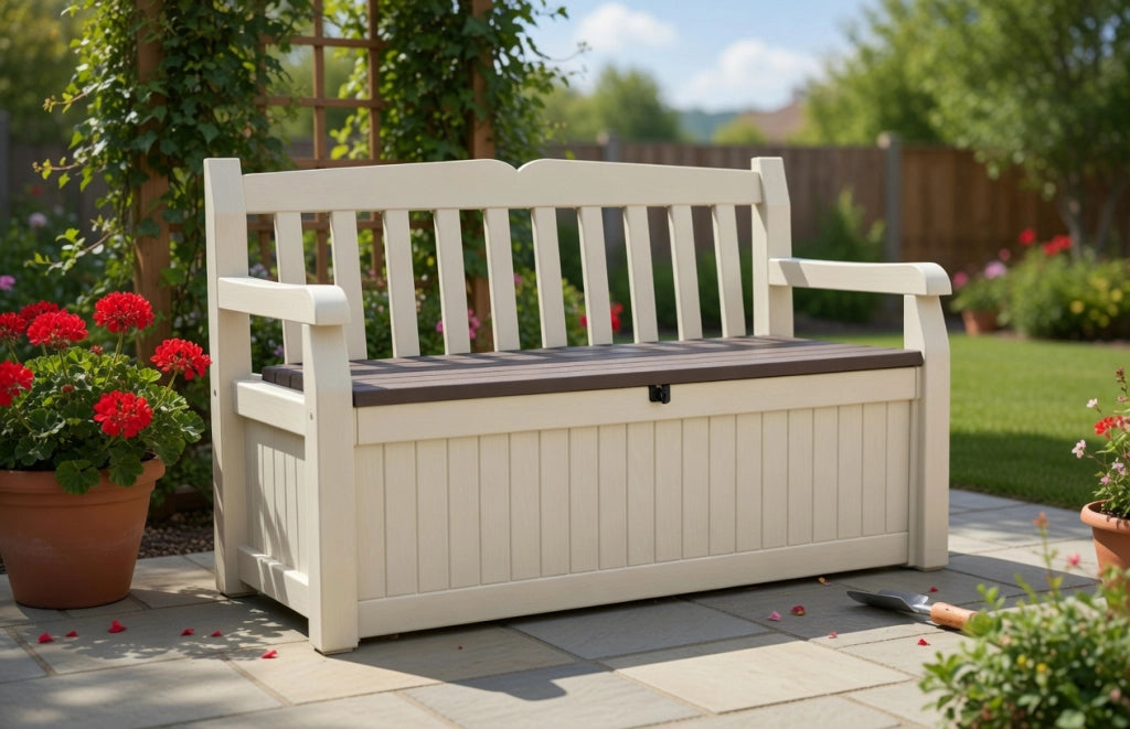 Panchina Contenitore da Giardino 140x60x84 cm in Resina Keter Eden Bench Beige