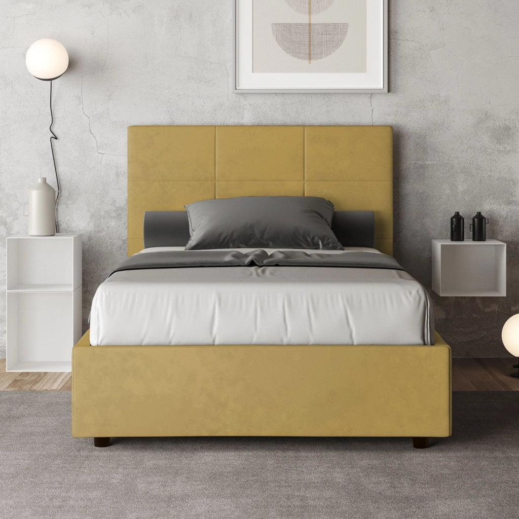 Letto 1 Piazza e Mezzo 120x200 cm Senza Rete Mika Ocra