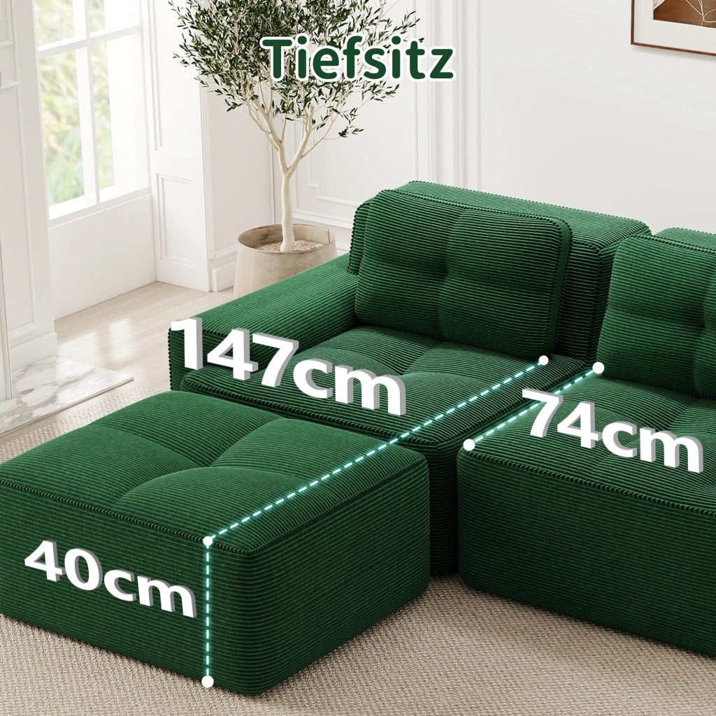 Divano modulare senza ossa - Zephmum- 4 posti verde corduroy
