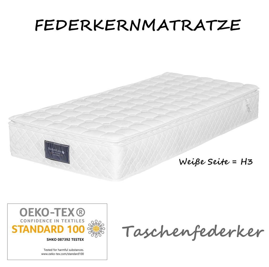Letto singolo imbottito grigio 90 x 200 cm con LED, prese, USB e 2 cassetti