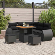 Set Divano da Giardino con cuscino 8 pcs Nero polyrattan 3363819