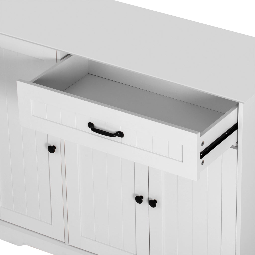 Credenza moderna bianca in MDF con 3 ante; cassetto e ripiani regolabili