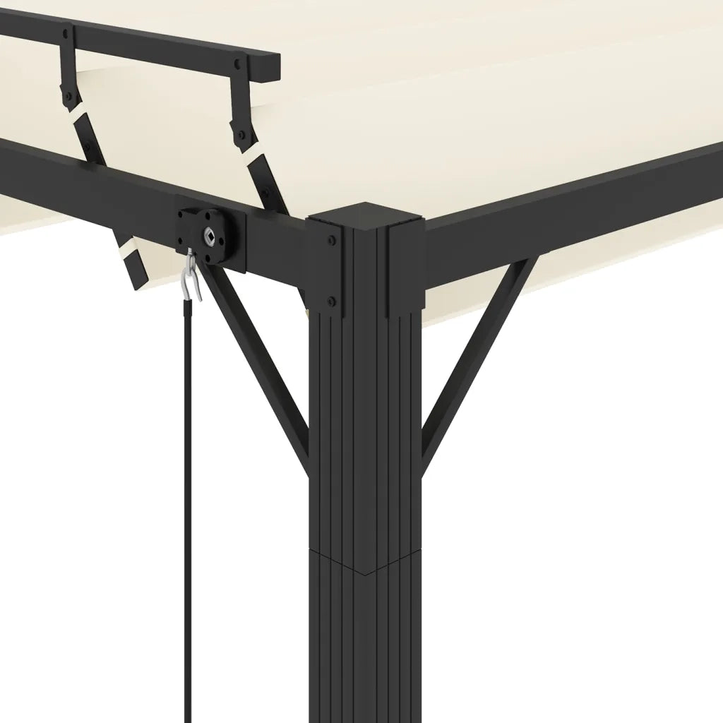 Gazebo con Tetto a Lamelle 3x3 m in Tessuto Crema e Alluminio 313924